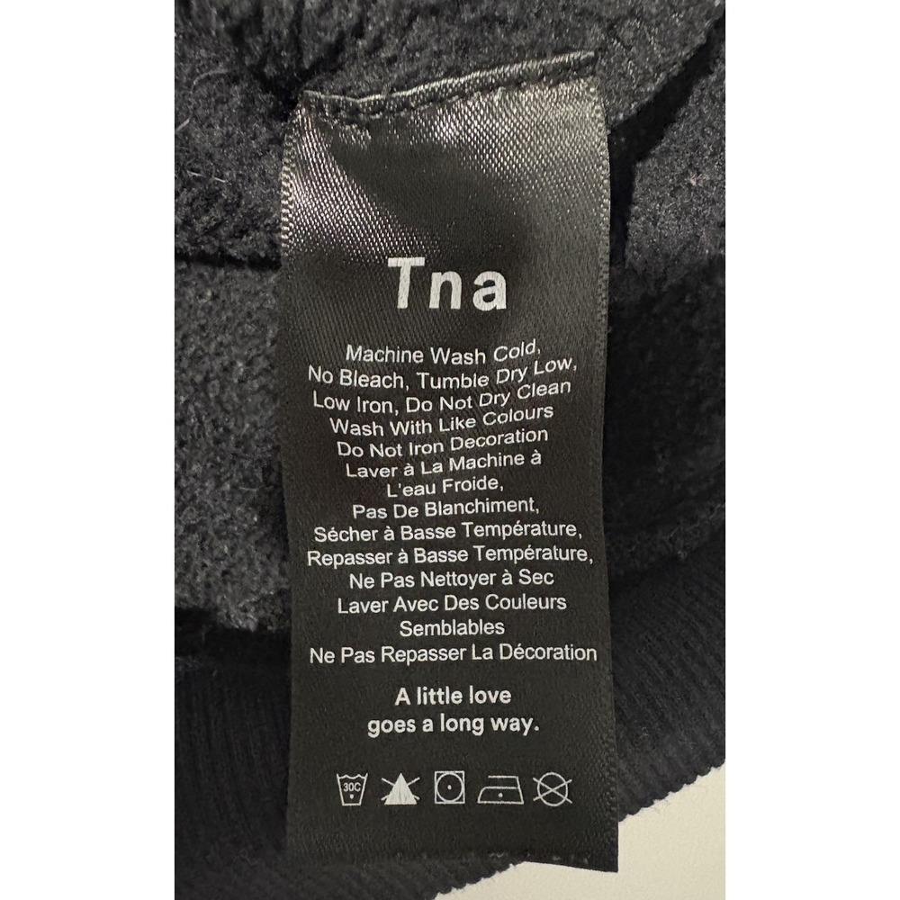 TNA Aritzia Cozy Black Hoodie Womens Medium, White Logo, Kangaroo Front Pocket. - Picture 3 of 6